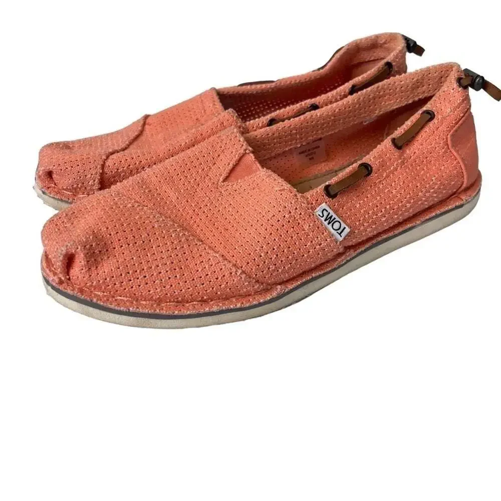 TOMS Orange Burlap Espadrille Flats Womens 8 Slip On Casual Canvas Shoes